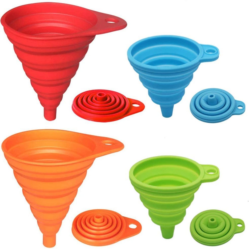 Kitchen Gadgets For Cooking - Collapsible Silicone Funnel Set of 4