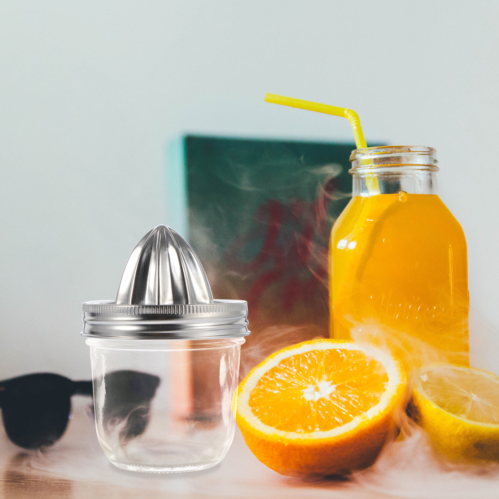 Citrus Lemon Squeezer - Mason Can Juicer Stainless Steel Glass