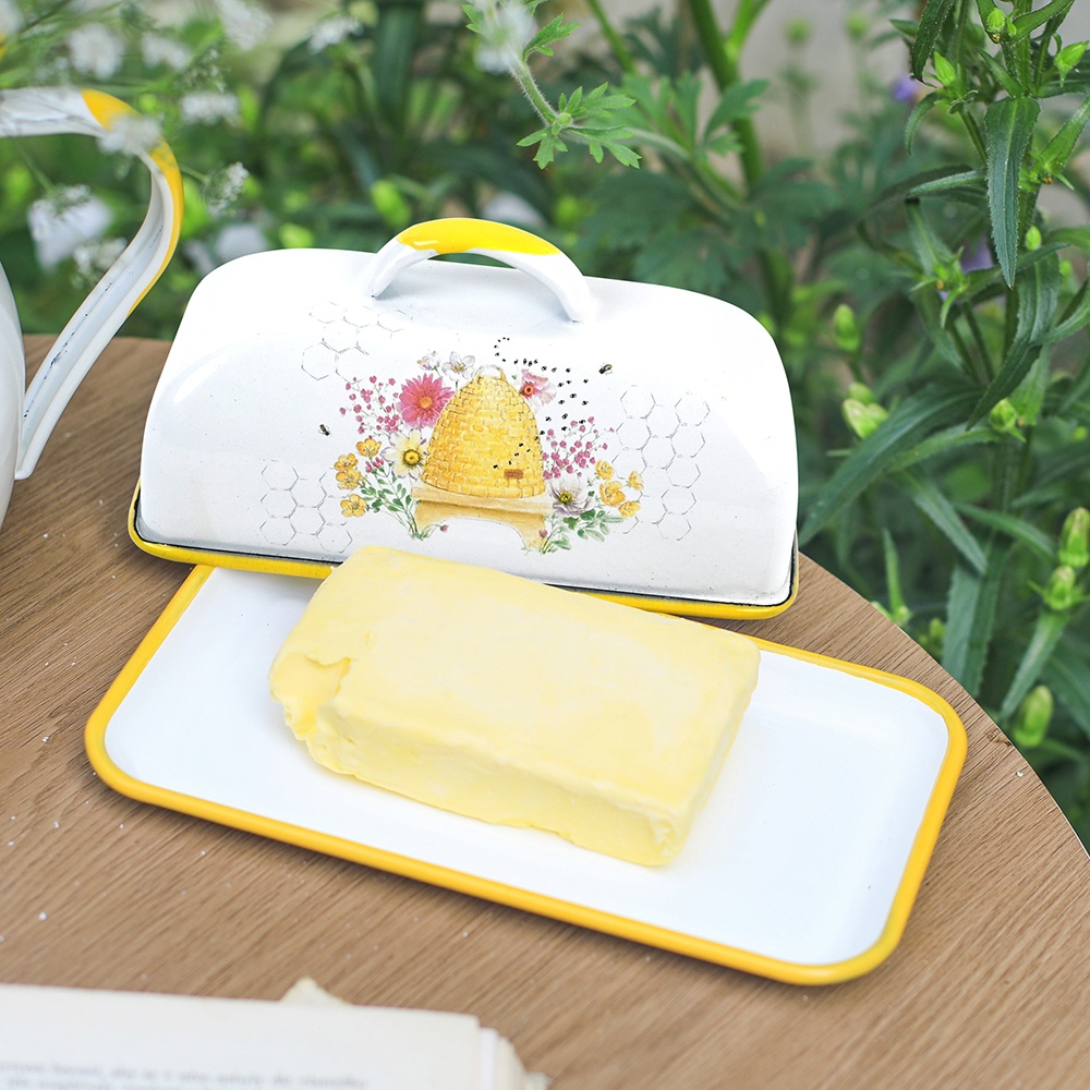 Kitchen Gadgets Deals - Menschy Enamel Butter Dish Cheese Preservation