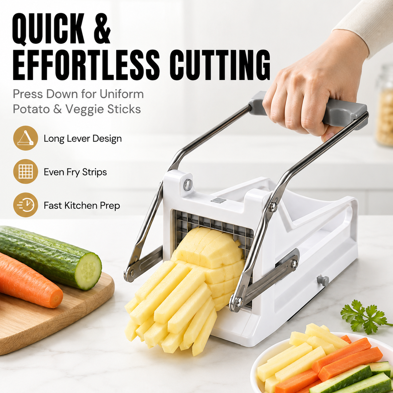 French Fry Cutter Stainless St - Kitchen Gadgets Vegetable Chopper 评论和价格