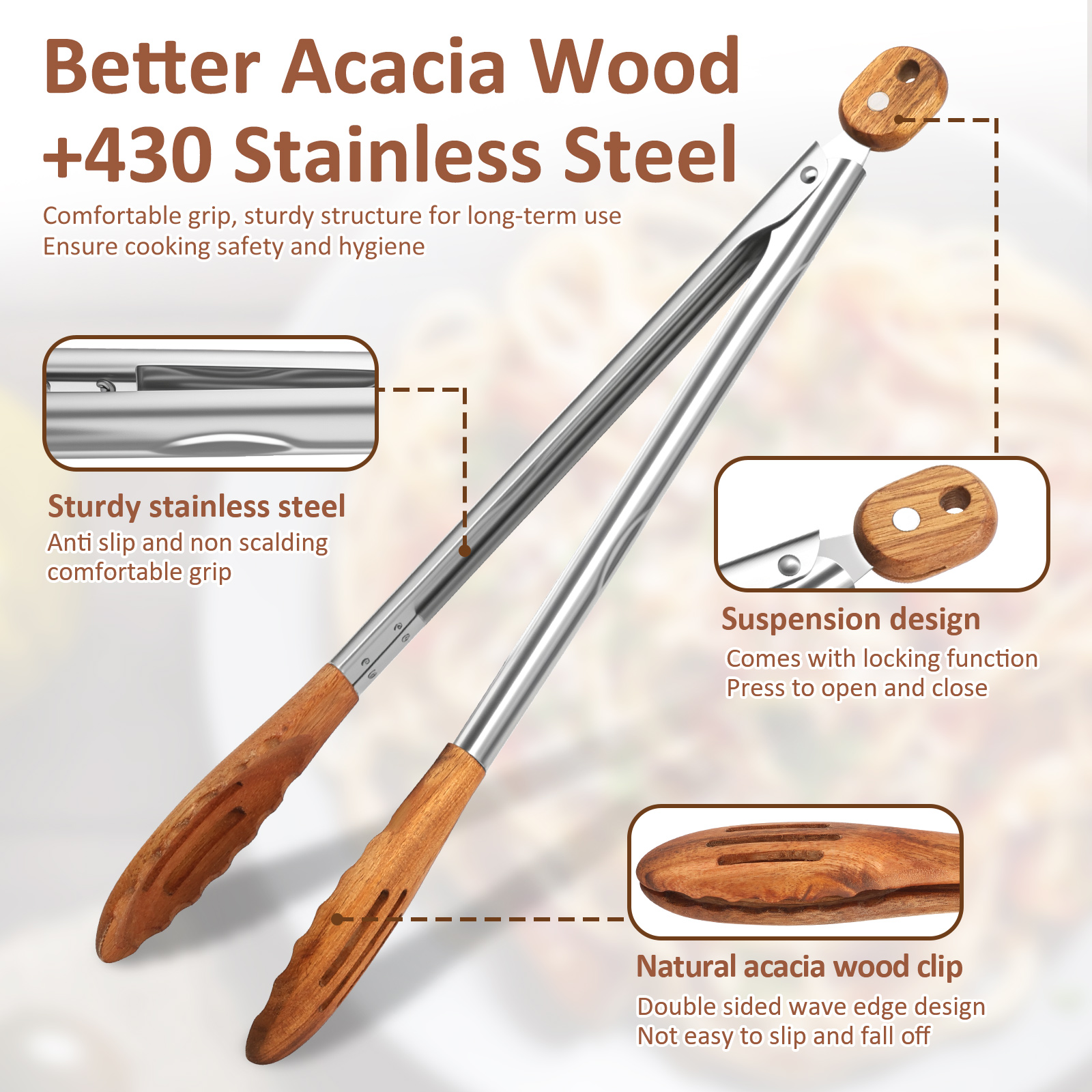 Wooden Kitchen Cooking Tongs B - Kitchen Gadgets For Cooking 评论和价格