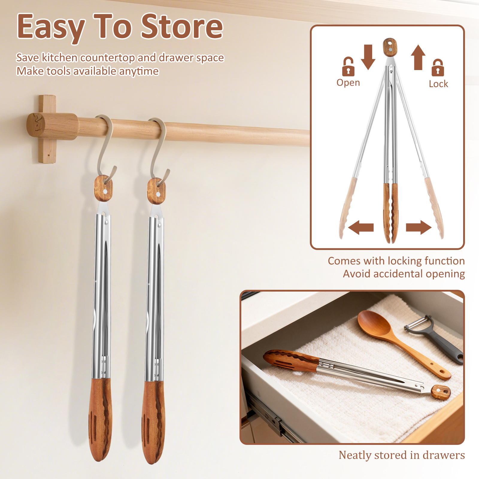 Wooden Kitchen Cooking Tongs B - Kitchen Gadgets For Cooking 评论和价格