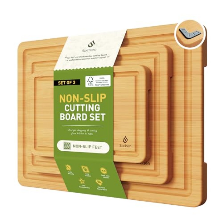 Bamboo Cutting Board Set Non S - Kitchen Gadgets You Must Have 评论和价格